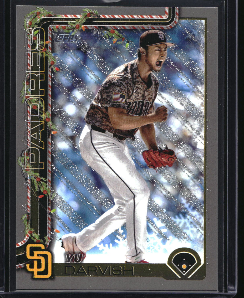 2025 Topps Holiday #H88 Yu Darvish Silver Glitter Holiday