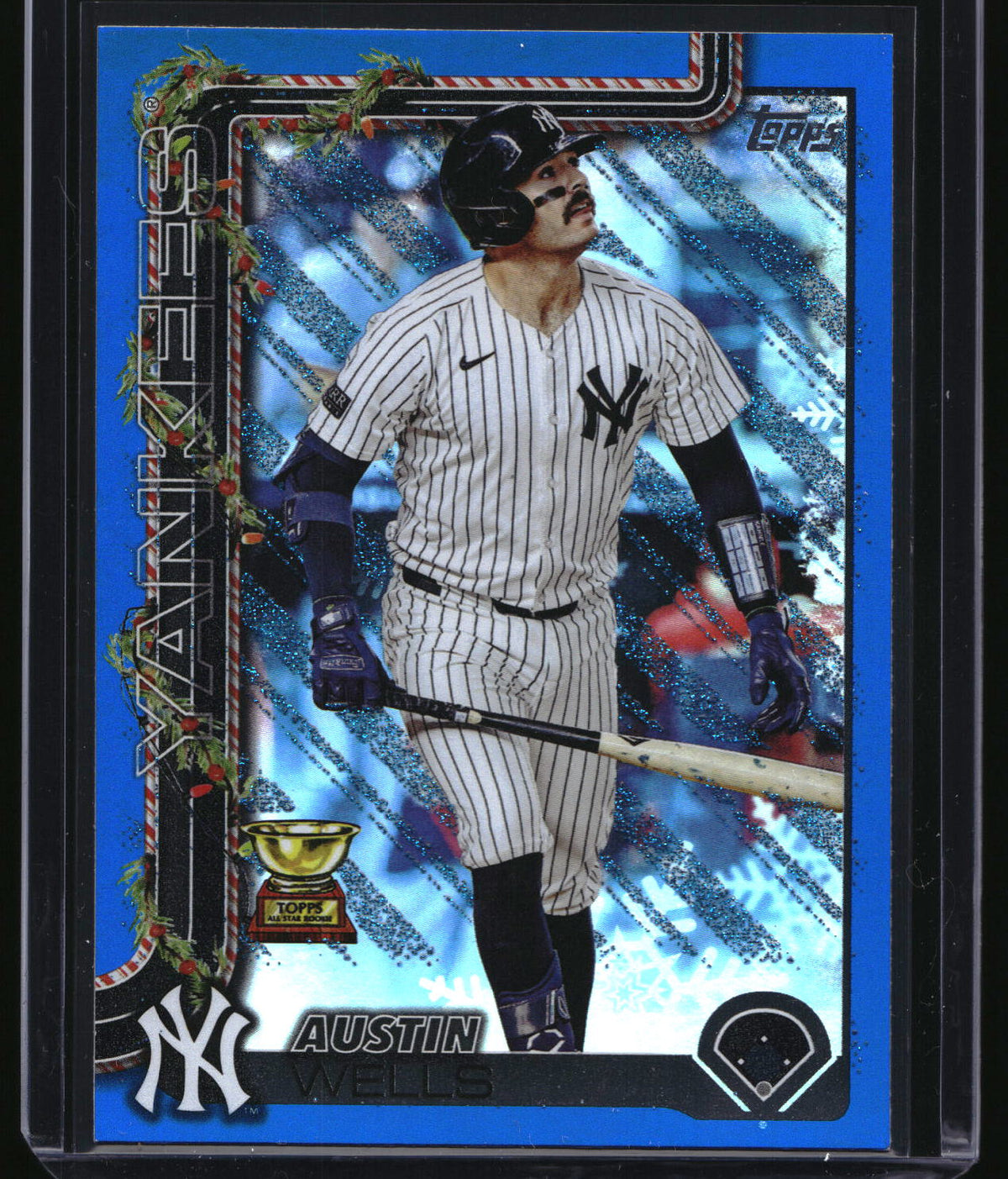 2025 Topps Holiday #H56 Austin Wells Blue Metallic Glitter Holiday