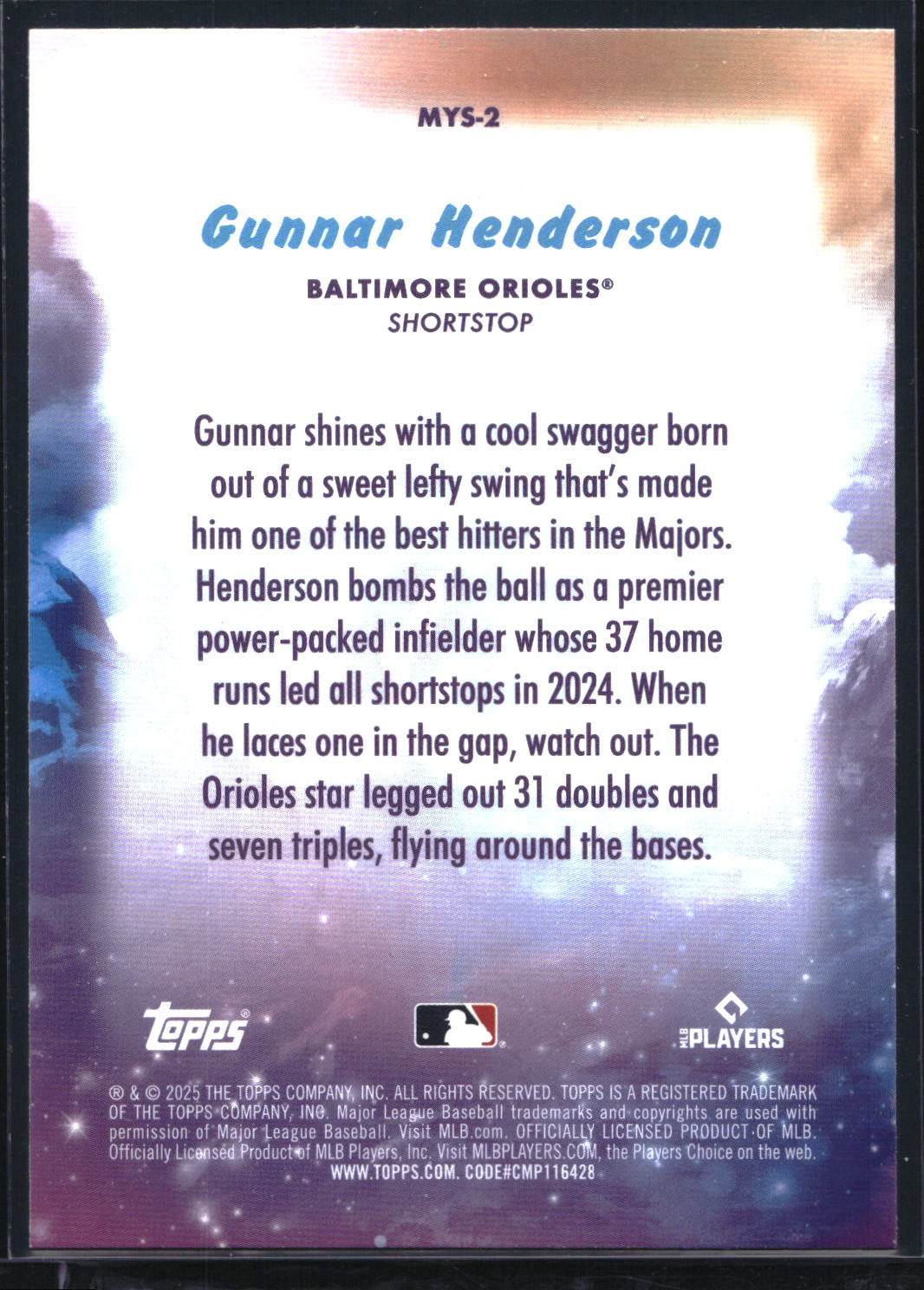 2025 Topps Update #MYS-2 Gunnar Henderson Mystical Pink Foil