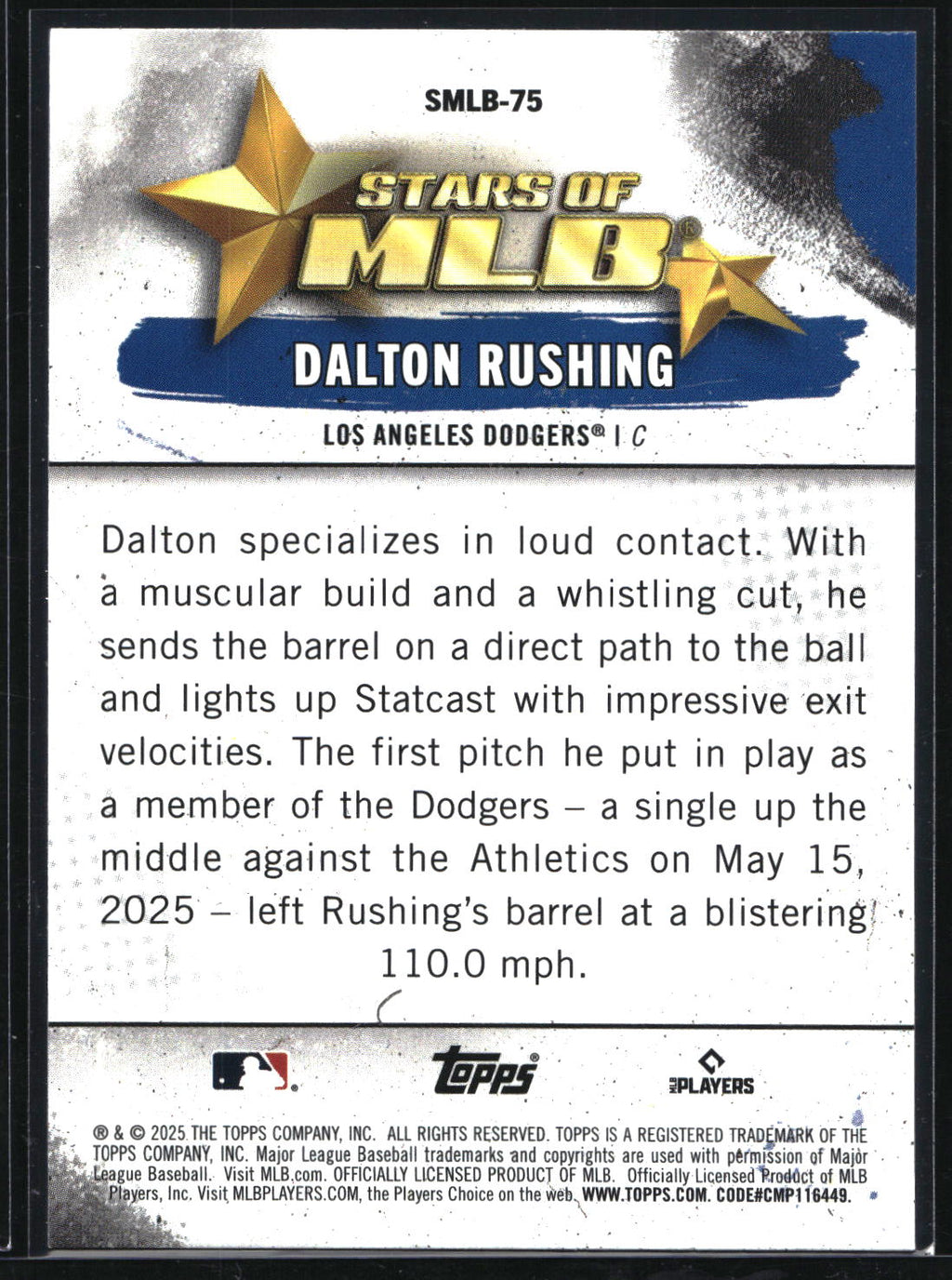 2025 Topps Update #SMLB-75 Dalton Rushing Stars of MLB