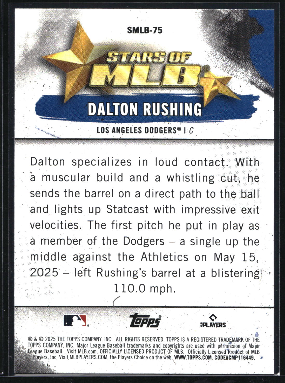2025 Topps Update #SMLB-75 Dalton Rushing Stars of MLB