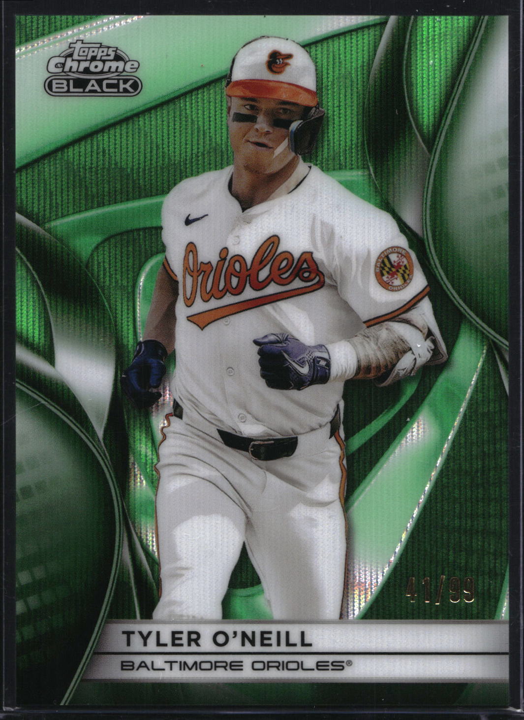 2025 Topps Chrome Black #86 Tyler O'Neill Green Wave Refractor #/99