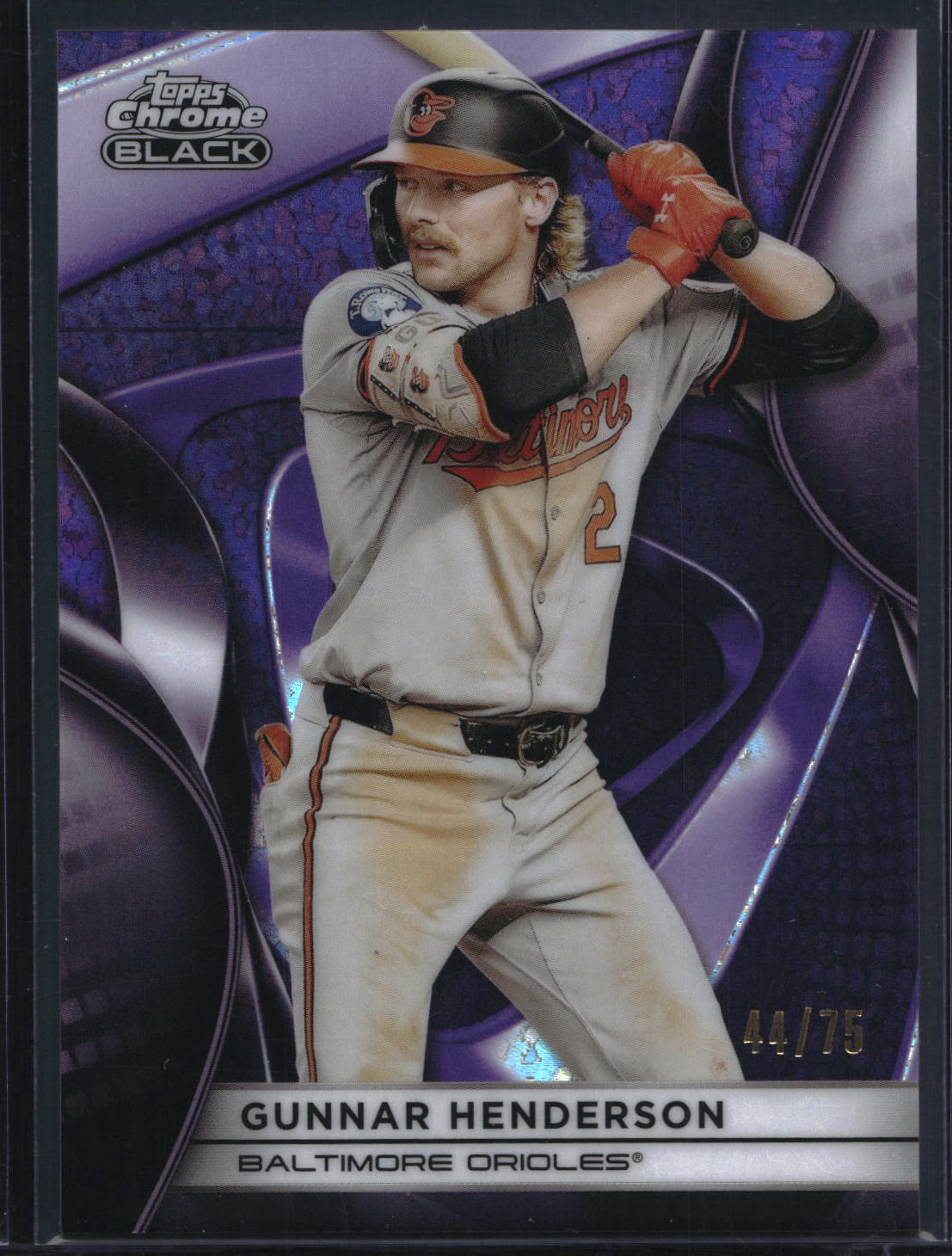 2025 Topps Chrome Black #3 Gunnar Henderson Purple Mini-Diamond Refractor #/75