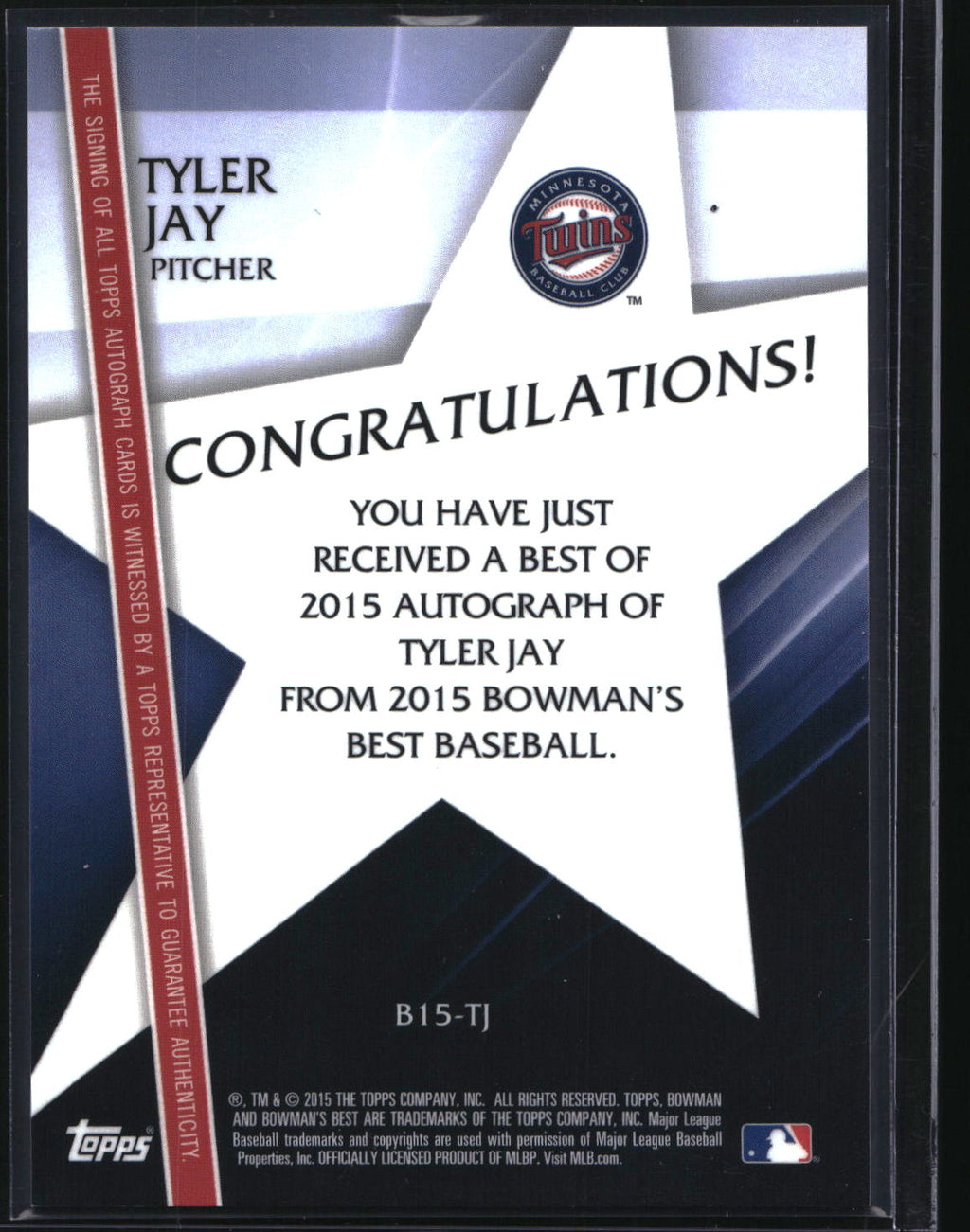 2015 Bowman's Best #B15-TJ Tyler Jay Best of 2015 Autographs