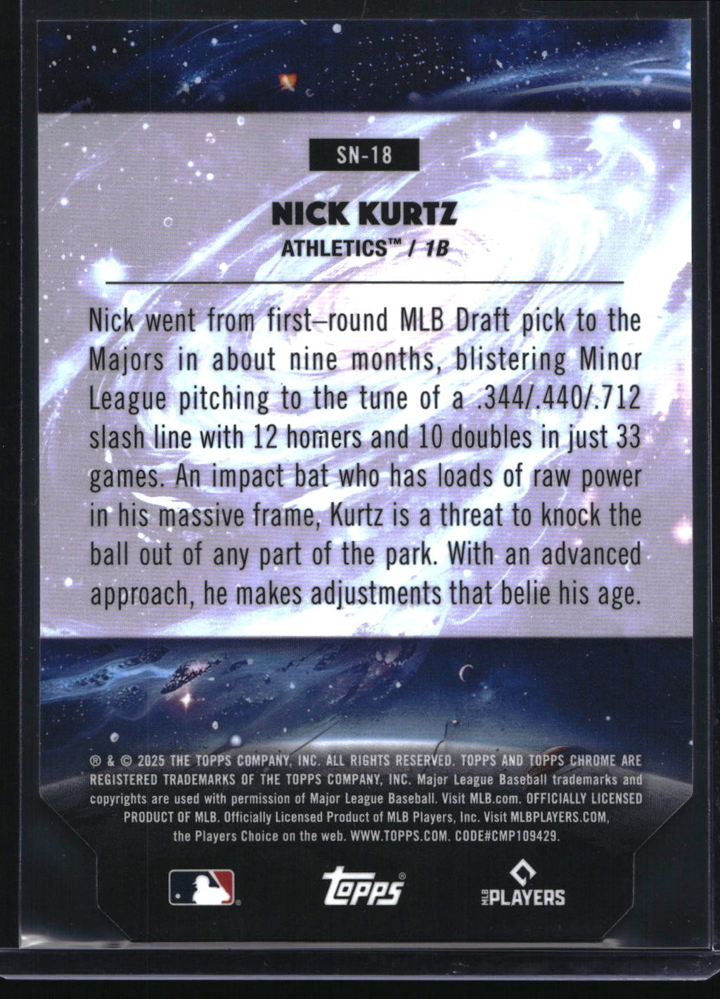 2025 Topps Chrome Cosmic #SN-18 Nick Kurtz Stella Nova