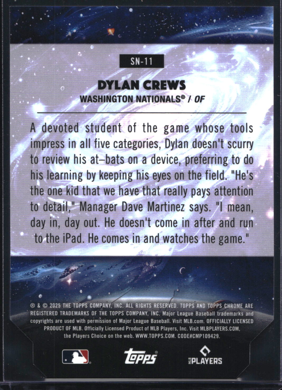 2025 Topps Chrome Cosmic #SN-11 Dylan Crews Stella Nova
