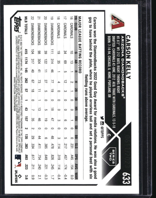 2023 Topps #633 Carson Kelly Gold #/2023