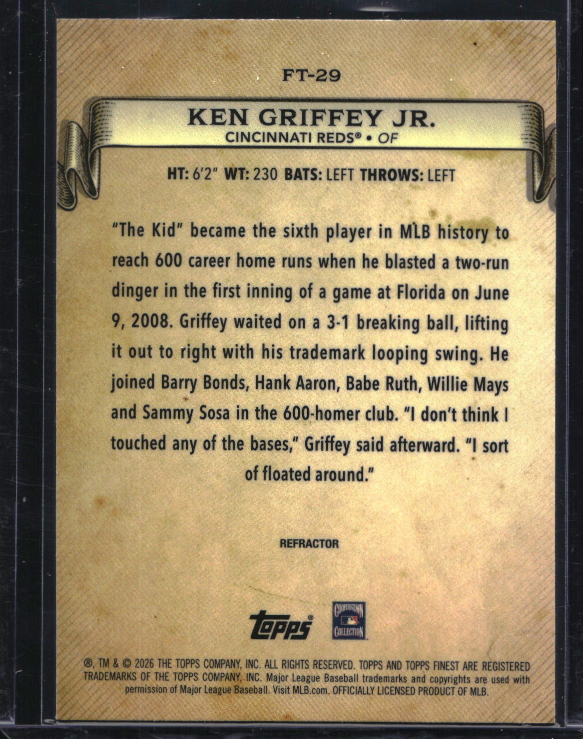 2026 Finest #FT-29 Ken Griffey Jr. Finest Timelines Refractor