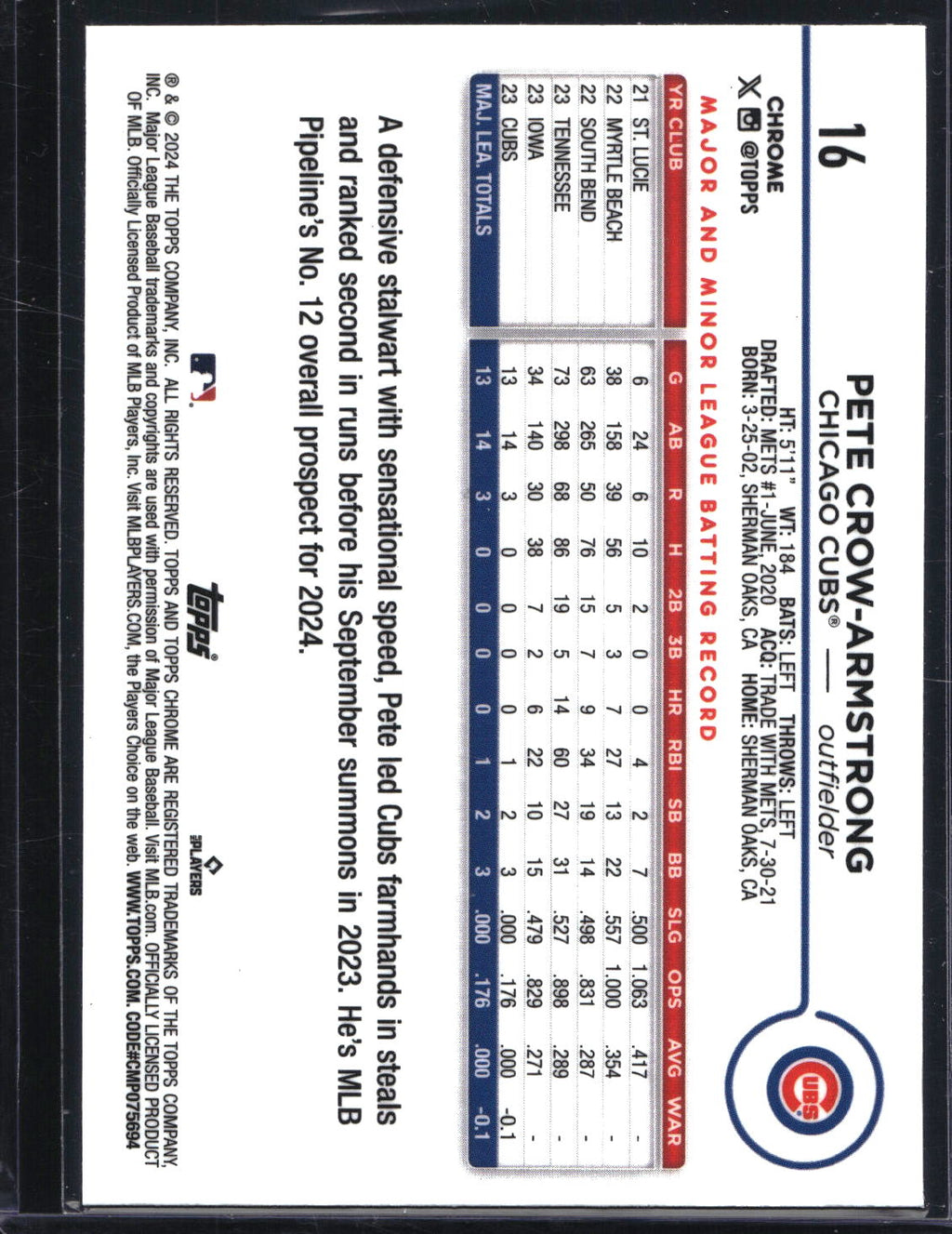 2024 Topps Chrome #16 Pete Crow-Armstrong