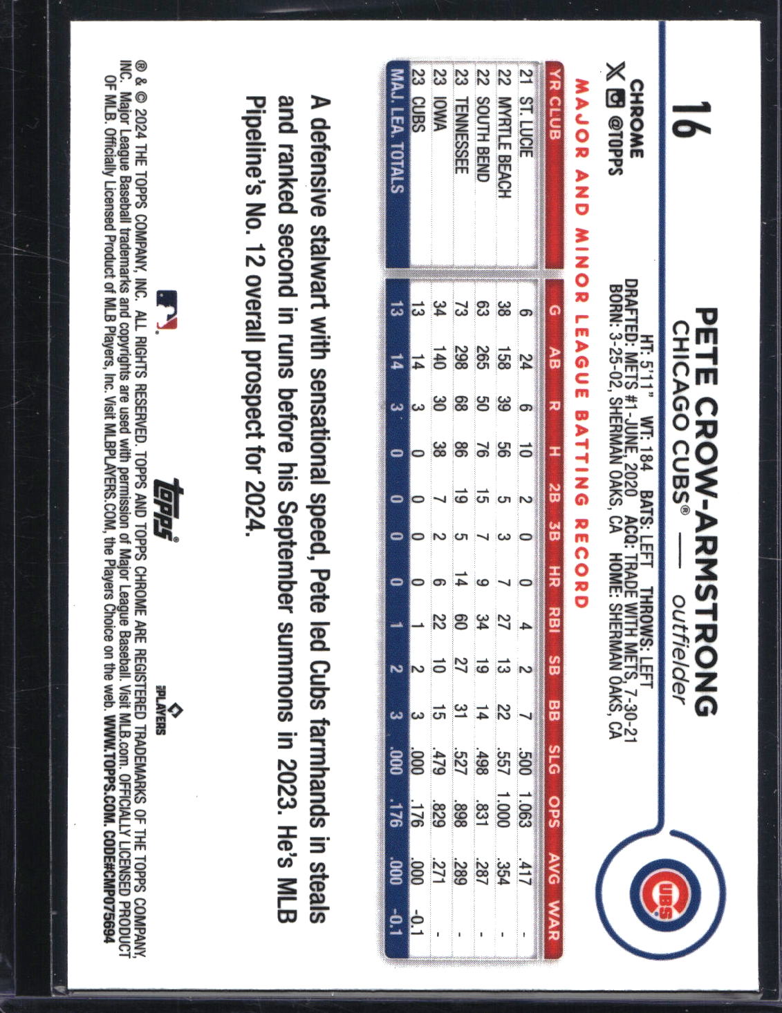 2024 Topps Chrome #16 Pete Crow-Armstrong