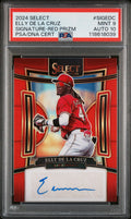 2024 Panini Select Signatures #SIGEDC Elly De La Cruz Signature-Red Prizm PSA 9