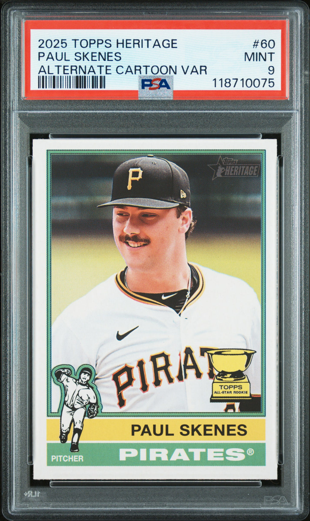 2025 Topps Heritage #60 Paul Skenes Alternate Cartoon Var PSA 9
