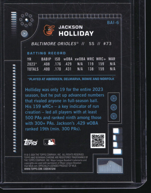 2024 Bowman #BAI-6 Jackson Holliday Bowman A.I.