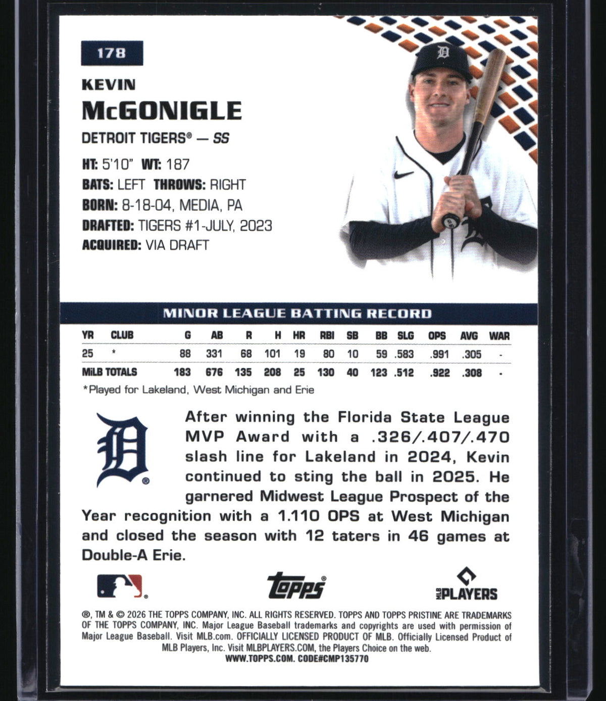 2026 Topps Pristine #178 Kevin McGonigle