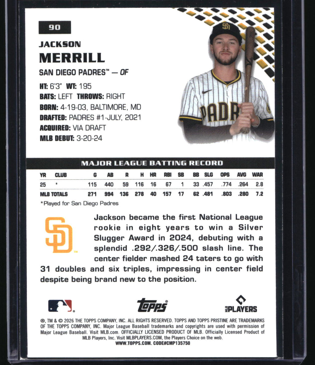 2026 Topps Pristine #90 Jackson Merrill Paint the Corners Refractor