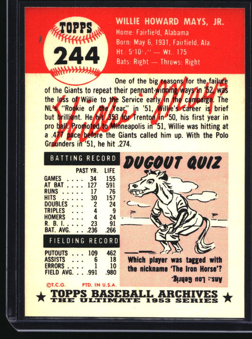 1991 Topps Archives 1953 #244 Willie Mays