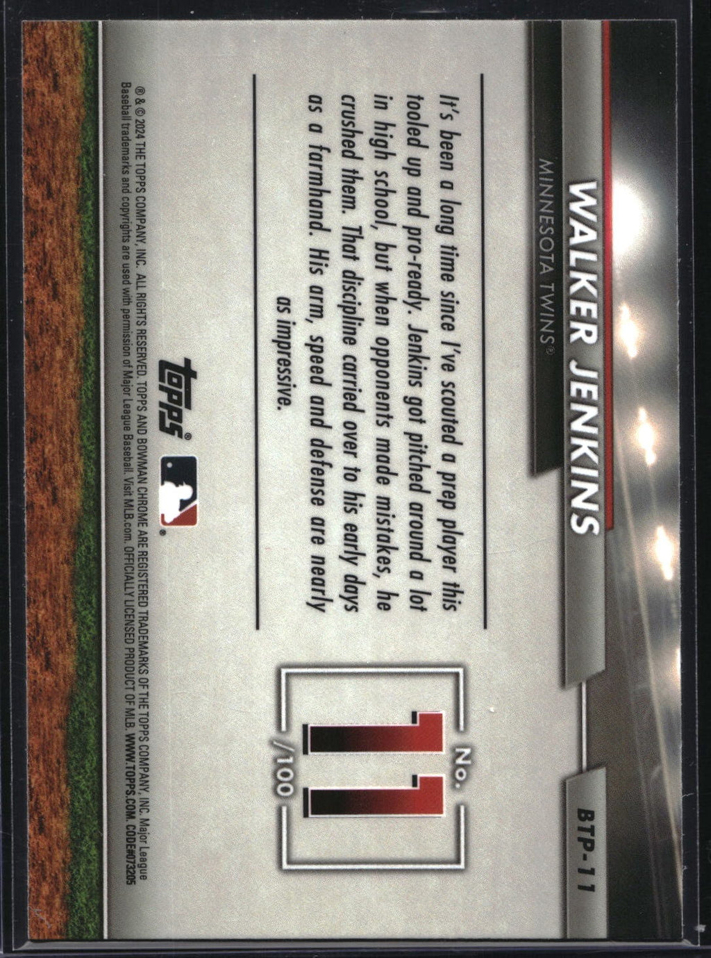 2024 Bowman #BTP-11 Walker Jenkins Bowman Scouts' Top 100
