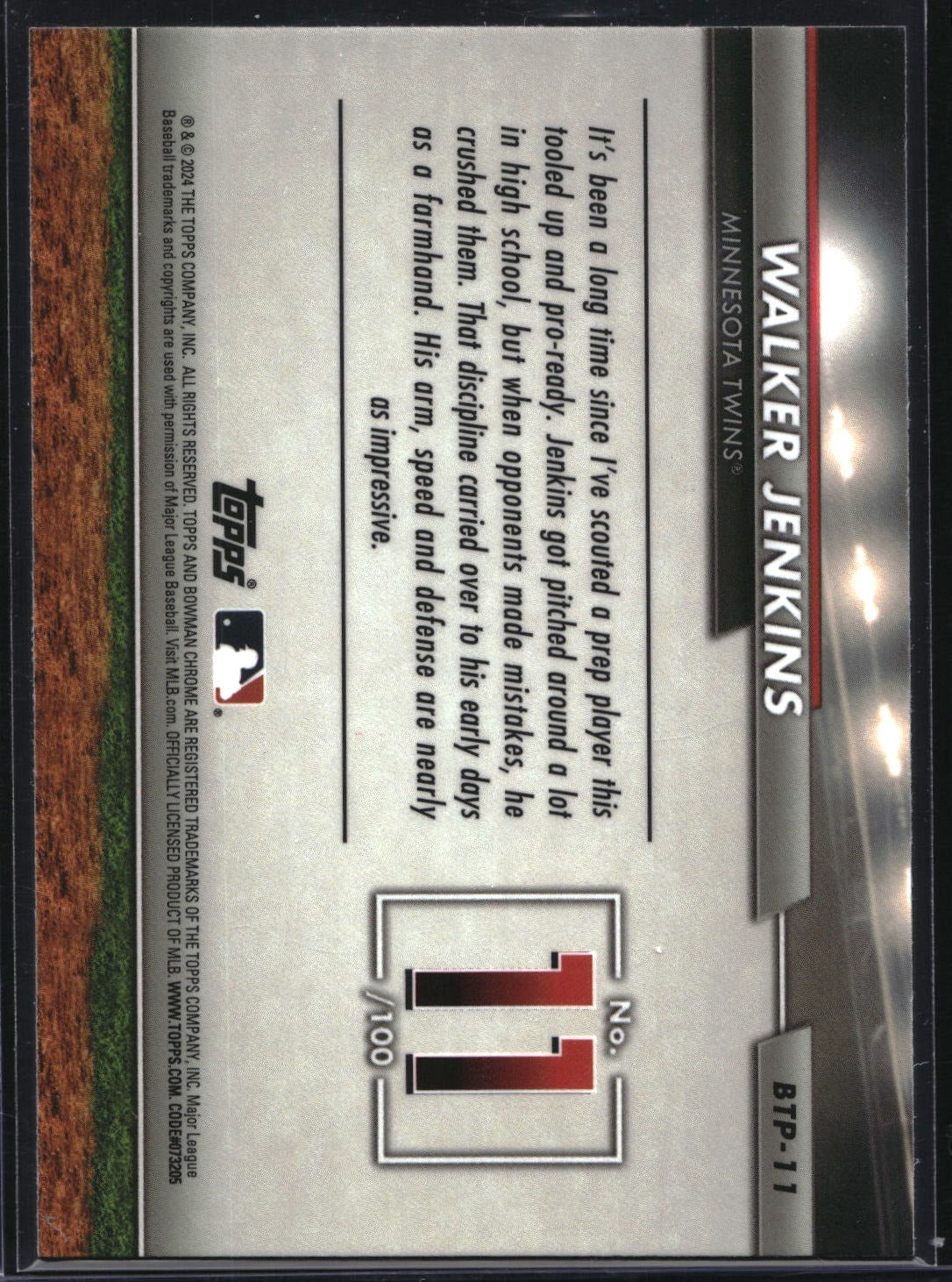 2024 Bowman #BTP-11 Walker Jenkins Bowman Scouts' Top 100