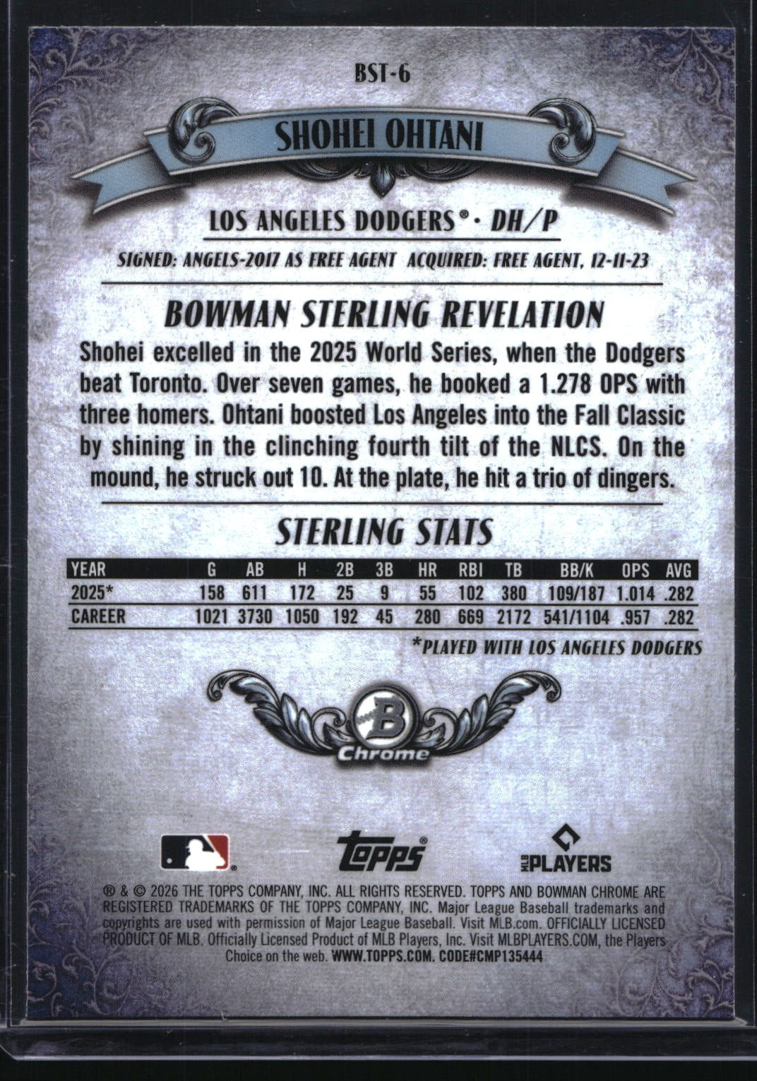 2026 Bowman #BST-6 Shohei Ohtani Bowman Sterling