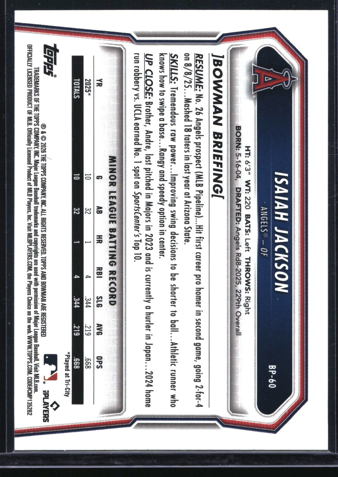 2026 Bowman #BP-60 Isaiah Jackson Prospects Purple #/250