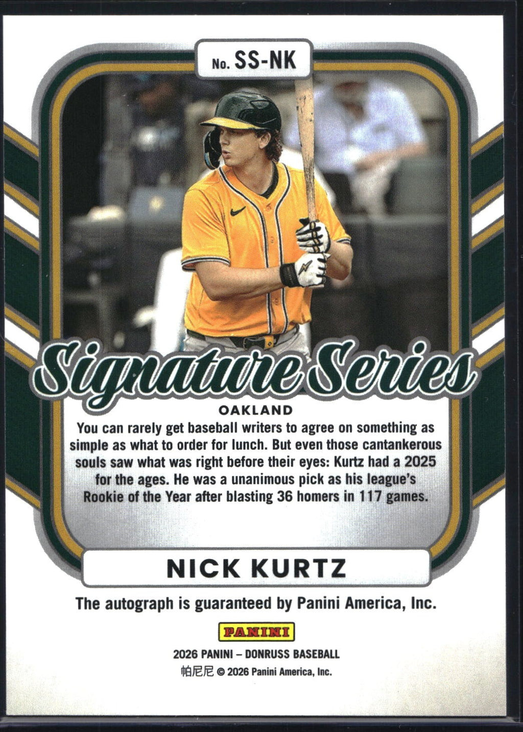 2026 Donruss #SS-NK Nick Kurtz Signature Series