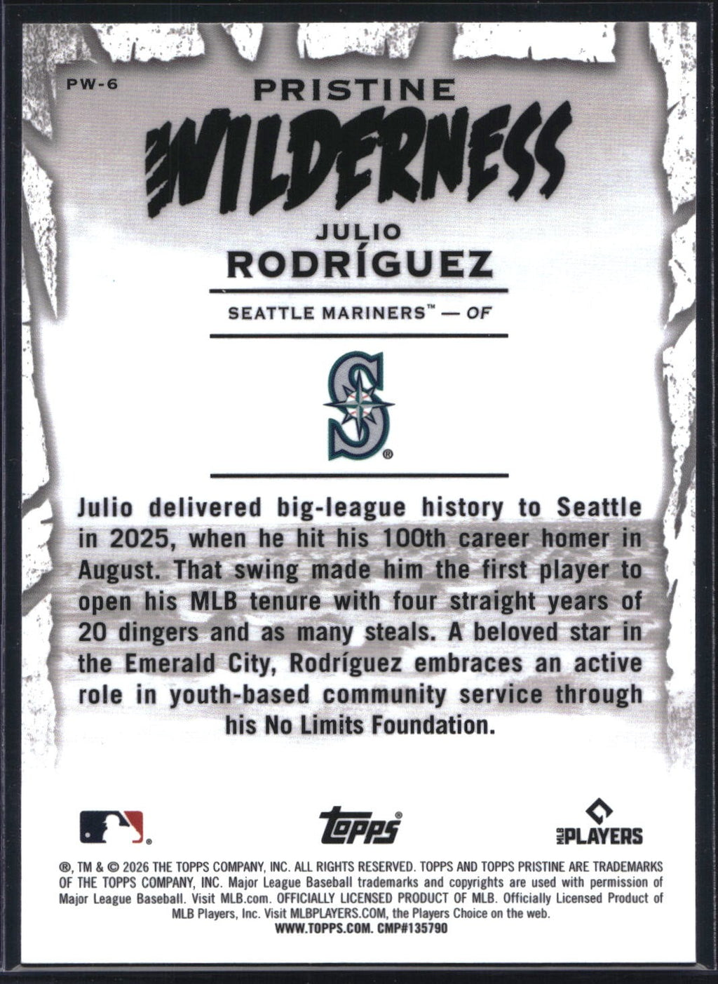 2026 Topps Pristine #PW-6 Julio Rodríguez Pristine Wilderness