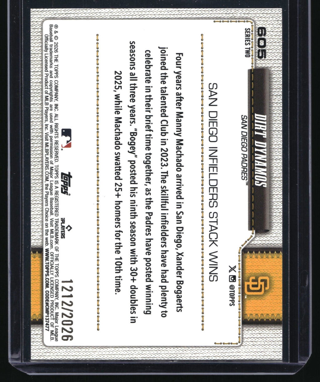 2026 Topps #605 Dirt Dynamos Gold #/2026