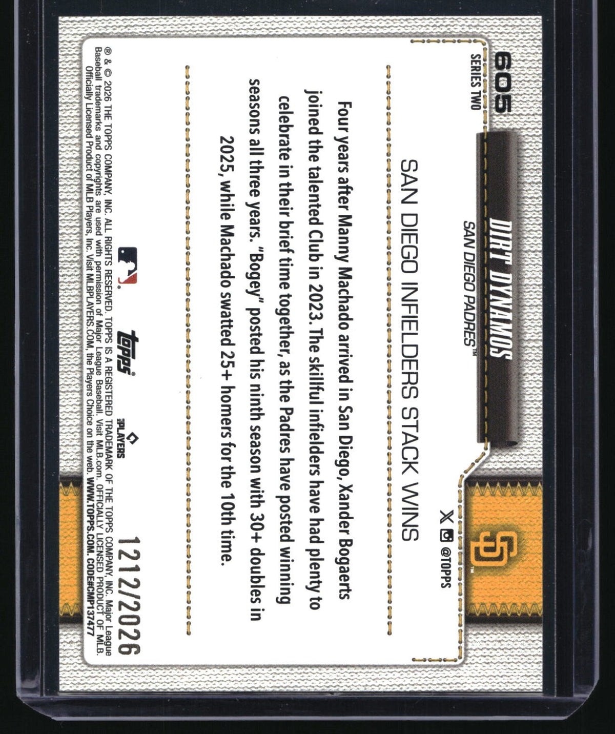 2026 Topps #605 Dirt Dynamos Gold #/2026