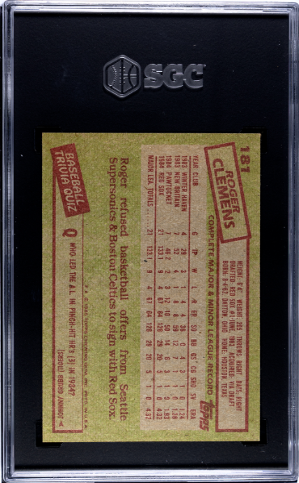 1985 Topps #181 Roger Clemens SGC 7