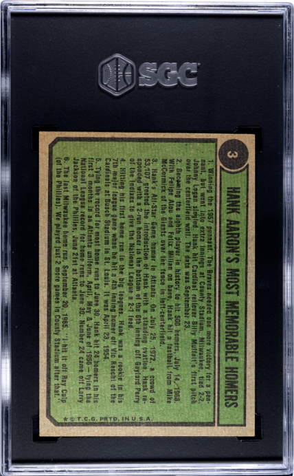 1974 Topps #3 Hank Aaron Special SGC 5